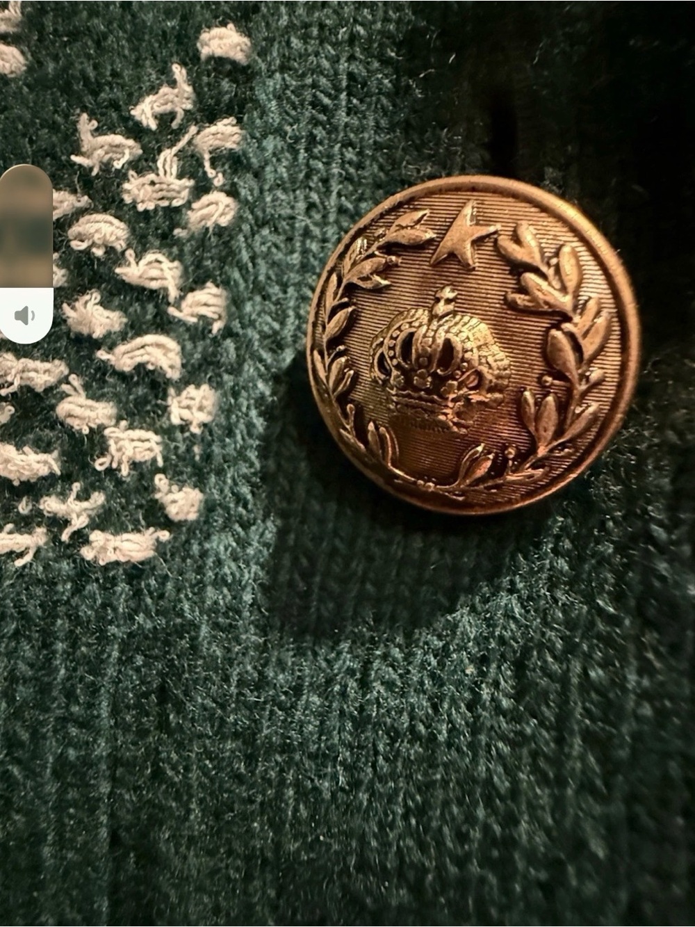 Golden Goose Dark Green & White Geometric Knit Cardigan - Picture 3 of 6